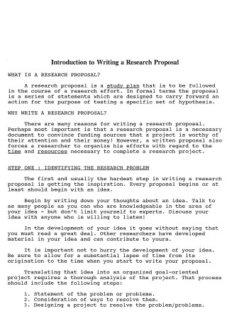 Sample Research Proposal Plan