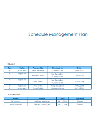 Schedule Management Plan Review