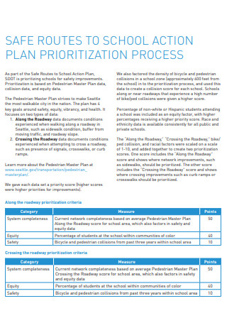 School Action Plan Prioritization Process