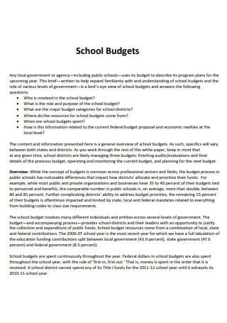 School Administrative Budget Plan