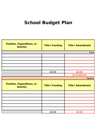 School Budget Plan