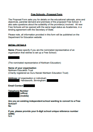 School Charity Proposal Form