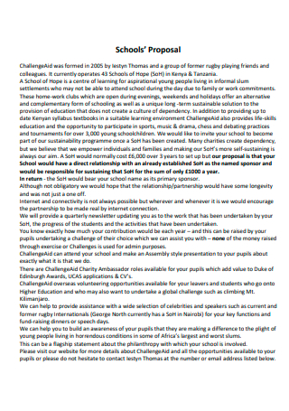School Charity Proposal in PDF