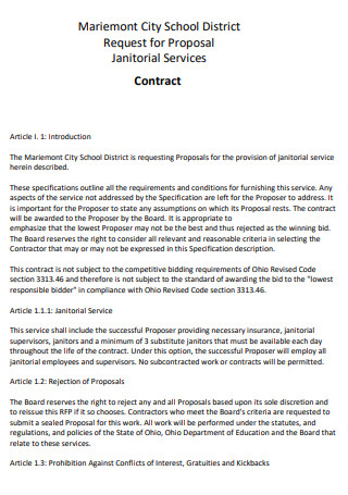 School Cleaning Services Contract Proposal