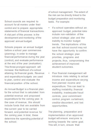 School Council Budget Plan