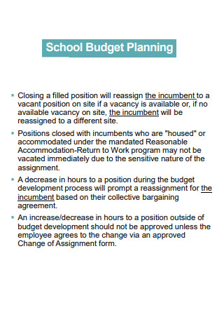 School Fiscal Budget Plan