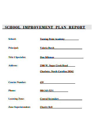 School Improvement Plan Report