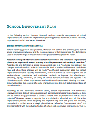 School Improvement Plan Template