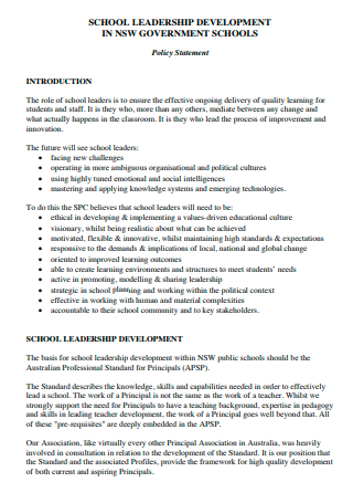 School Leadership Development Plan Example