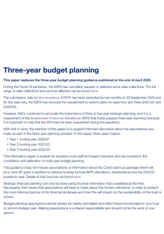 School Three Year Budget Plan