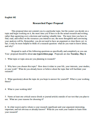 Simple Researched Paper Proposal