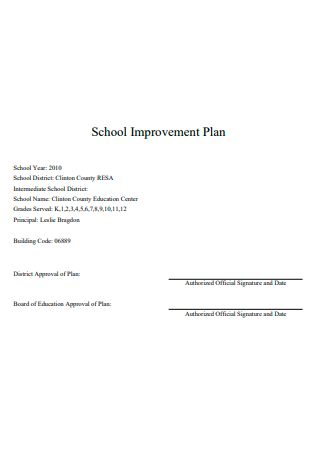 Simple School Improvement Plan