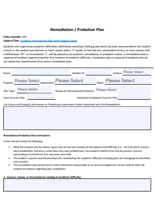Simple Student Remediation Plan