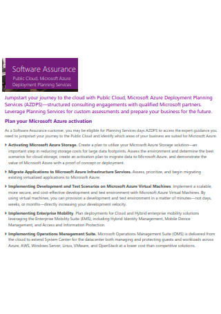 Software Assurance Deployment Plan