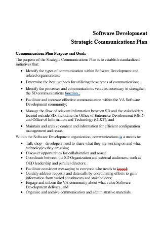 Software Development Strategic Communication Plan