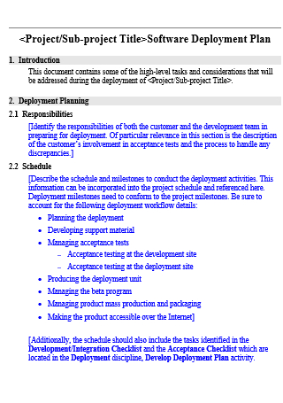 Software Project Deployment Plan