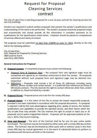 Standard Cleaning Services Contract Proposal