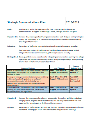 Strategic Communication Plan Format