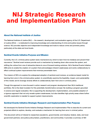 Strategic Research and Implementation Plan
