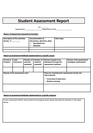Student Assessment Reports Format