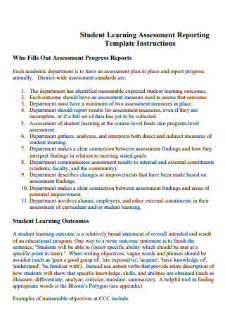 Student Learning Assessment Reporting