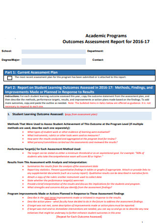 Student Outcomes Assessment Report