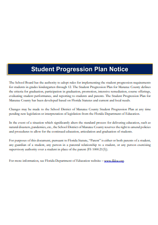 Student Progression Plan Notice