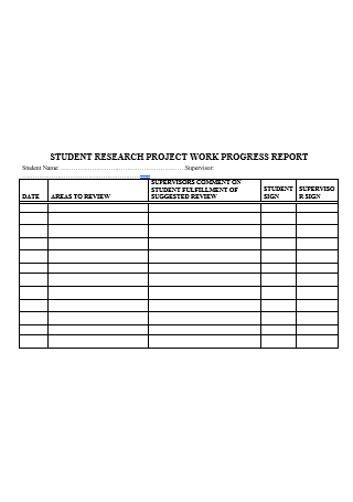 Student Research Project Work Progress Report