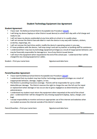 Student Technology Equipment Use Agreement