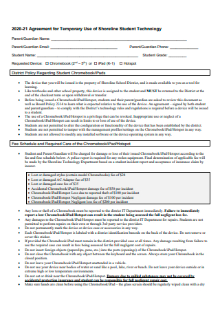 Student Technology Temporary Use Agreement