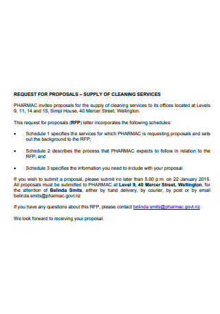 Supply of Cleaning Service Request For Proposal