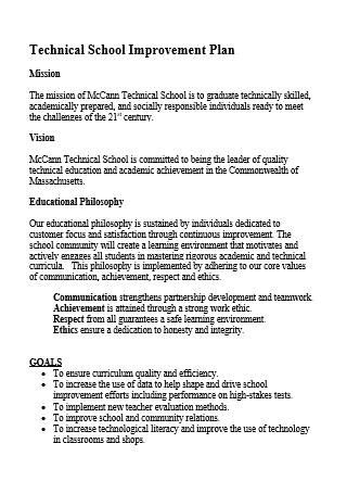 Technical School Improvement Plan