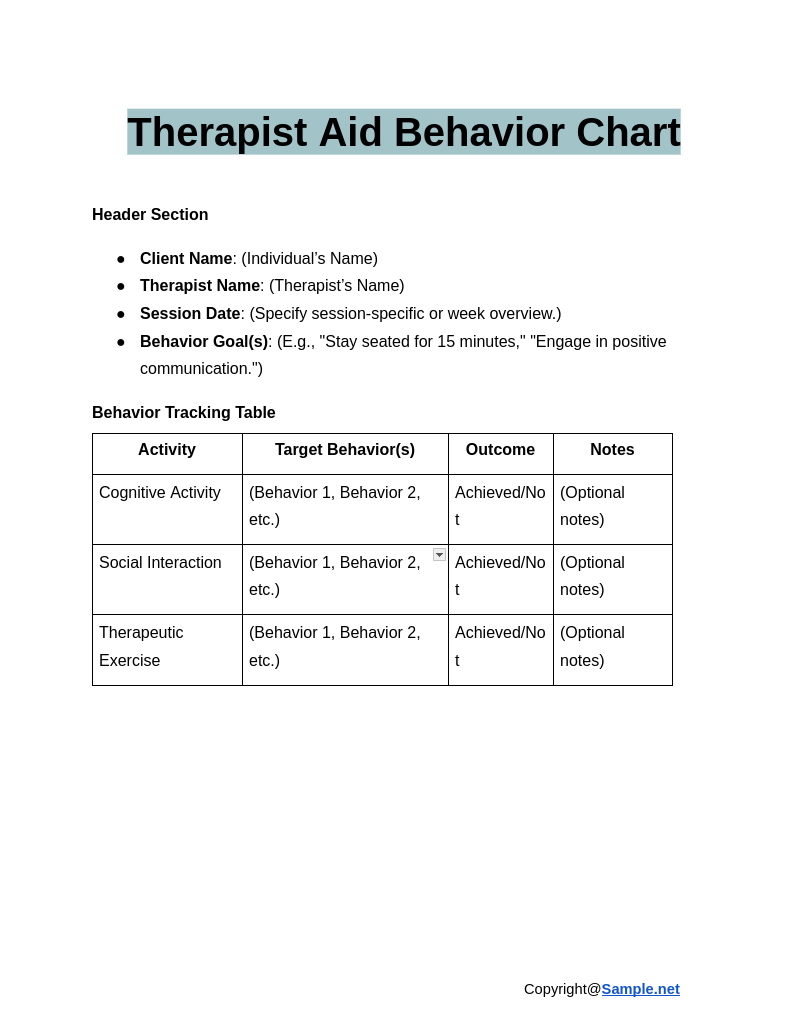 Therapist Aid Behavior Chart Google Docs 01 02 2025 11 32 AM