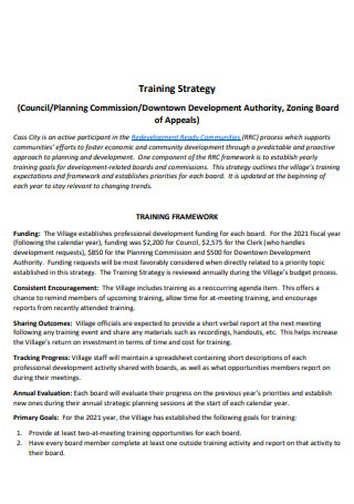 Training Strategy Plan Commission