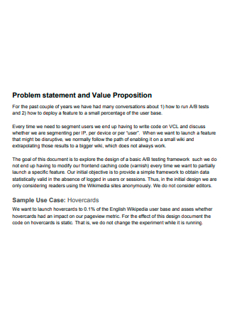 User Problem Statement and Value Proposition
