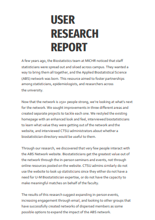 User Research Report Example