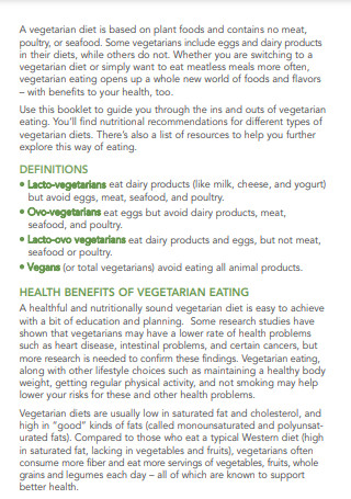 Vegetarian Diet Meal Plan