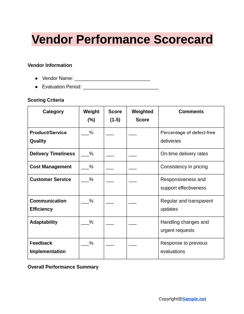 Vendor Performance Scorecard Google Docs 01 02 2025 11 24 AM