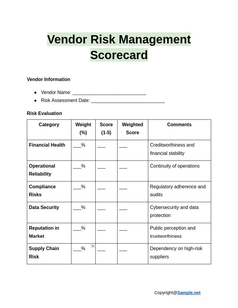 Vendor Risk Management Scorecard Google Docs 01 02 2025 11 24 AM