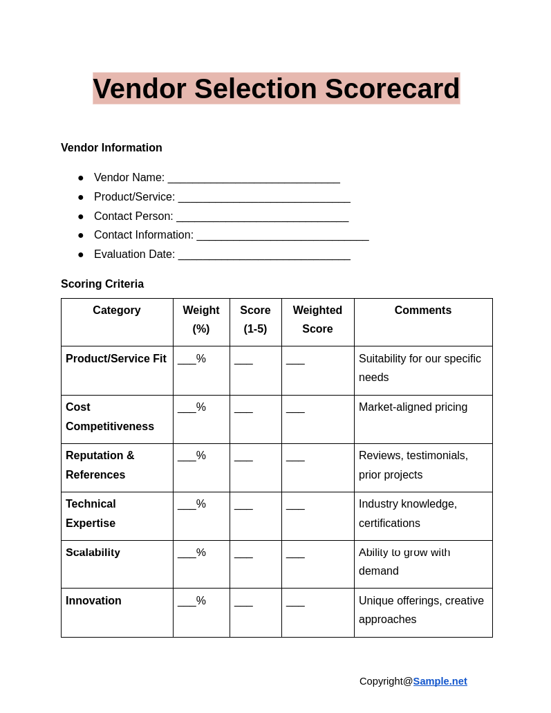 Vendor Selection Scorecard Google Docs 01 02 2025 11 24 AM