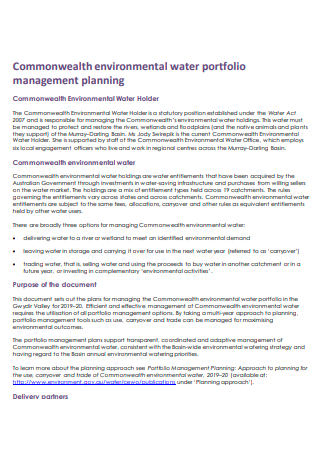 Water Portfolio Management Planning