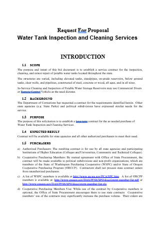 Water Tank Inspection and Cleaning Services Request For Proposal