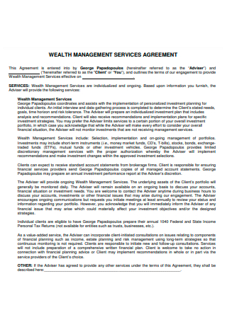 Wealth Management Services Agreement
