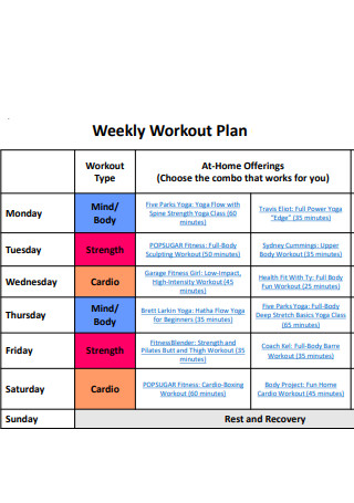 Weekly Workout Plan