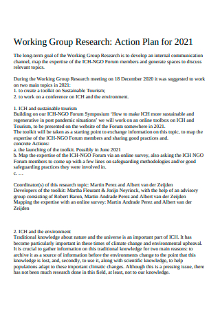 Working Group Research Action Plan