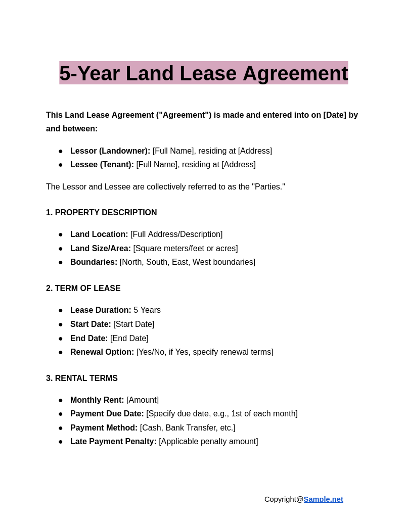 5 Year Land Lease Agreement Google Docs 12 12 2024 04 02 PM