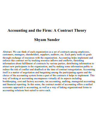Abstract Accounting and the Firm Contract Theory