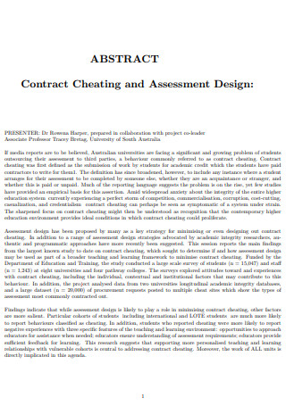 Abstract Contract Cheating and Assessment