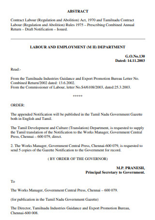 Abstract Contract Labour and Employment