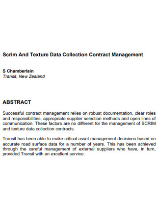 Abstract Data Collection Contract Management 